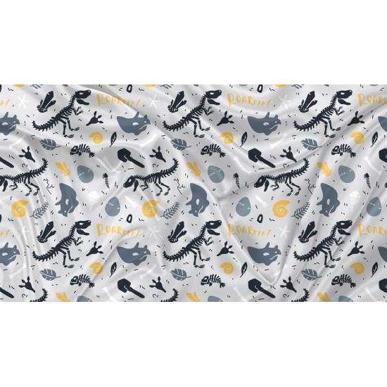 Printed Cuddle Minky Dinosaure Fossile Gris Clair - PRINT IN QUEBEC IN OUR WORKSHOP
